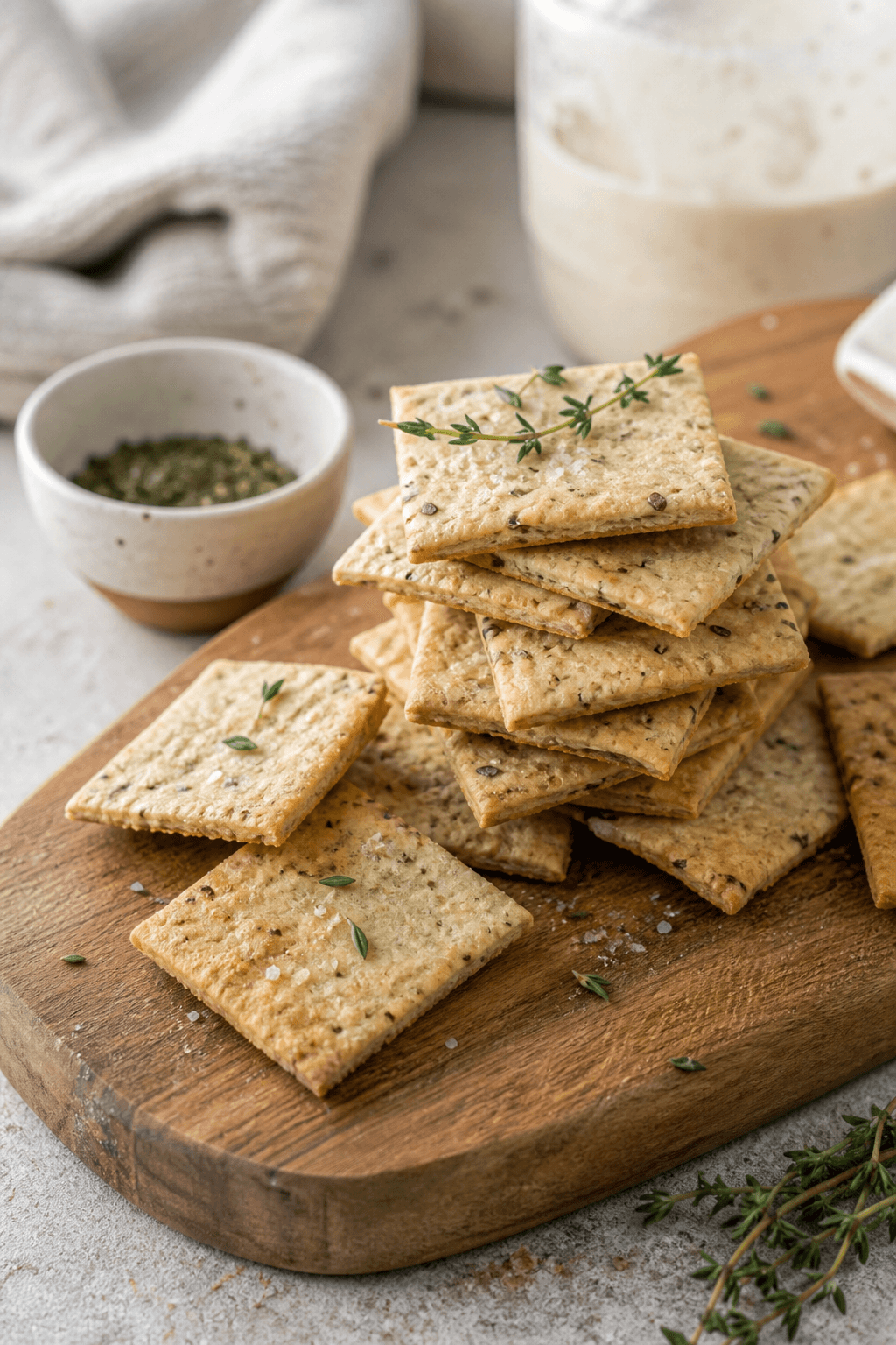 Sourdough Herb Crackers